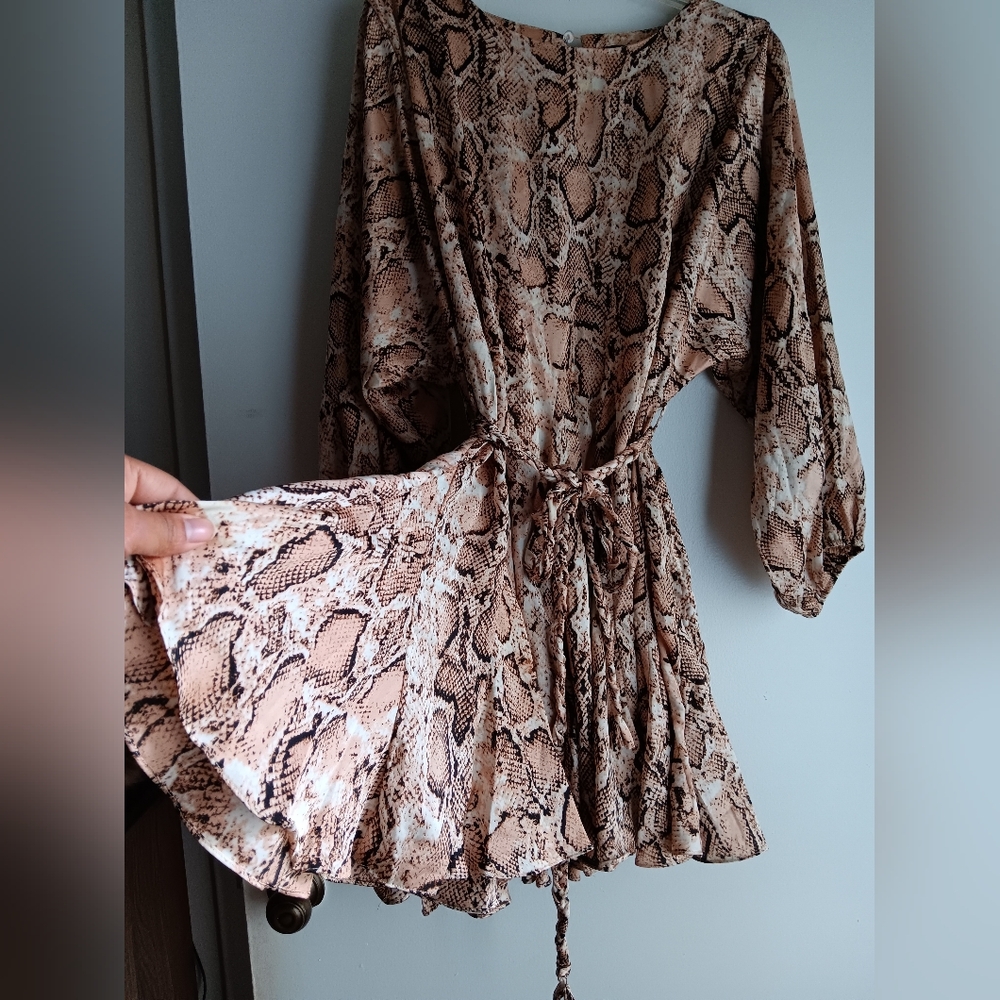 Satin Snake Print Mini Dress EUC - Picture 2 of 7